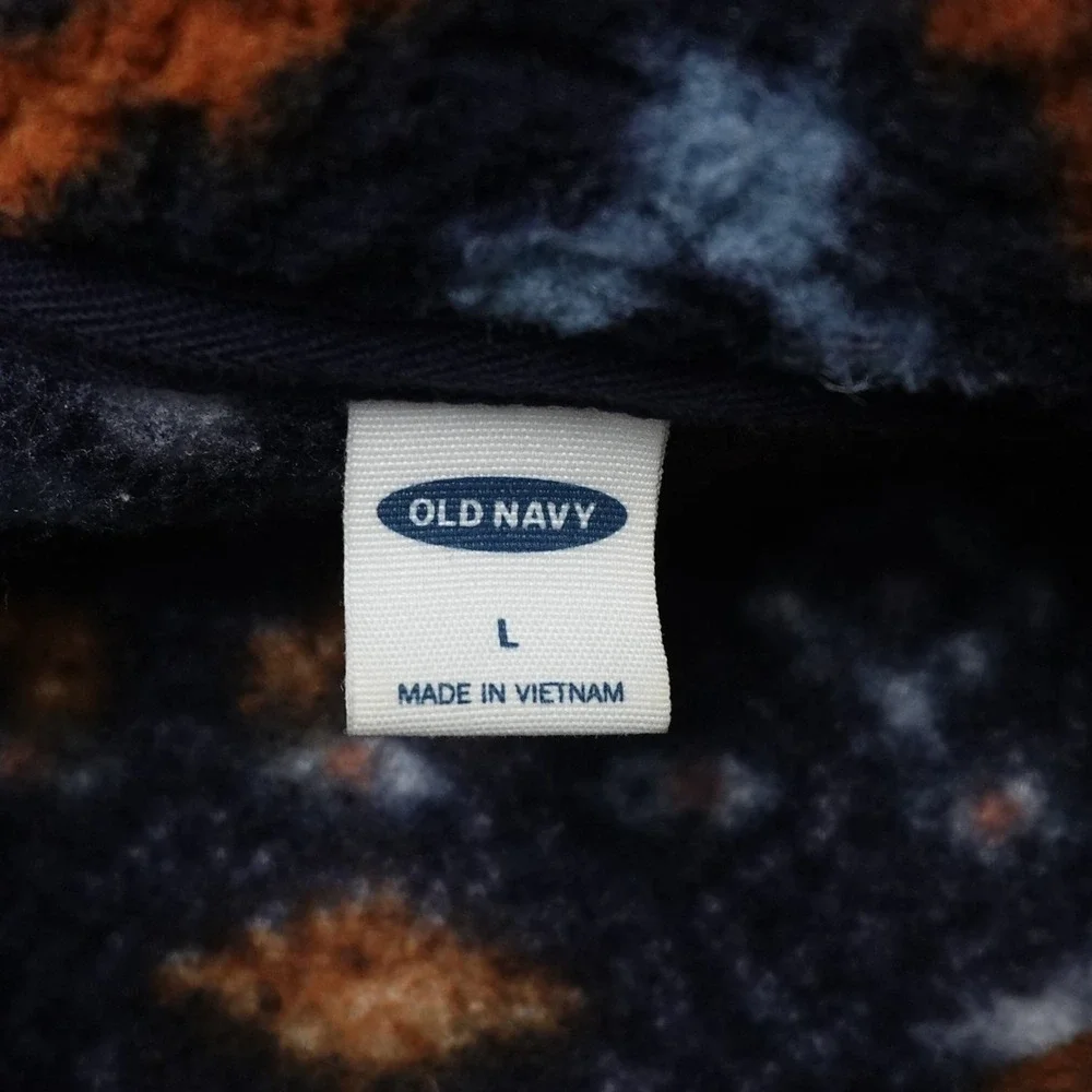 Old Navy Sweater Womens L Blue Aztec Geo Fluffy Fleece Mock Half Zip Pullover - Picture 3 of 7